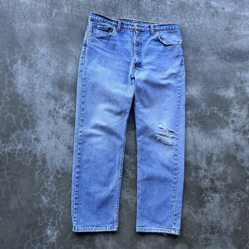 Vintage 90's Levi's 505 Light Wash Denim Jeans Distressed Faded 36x30
